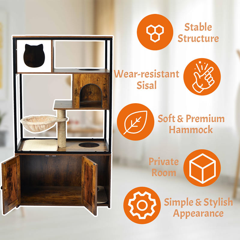 Indoor Cat Tower Condo Cat Tree met hangmat en nestkast Indoor Cat Tower Condo Cat Tree met hangmat en nestkast