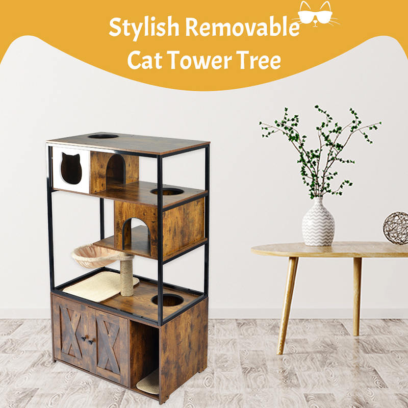 Indoor Cat Tower Condo Cat Tree met hangmat en nestkast Indoor Cat Tower Condo Cat Tree met hangmat en nestkast