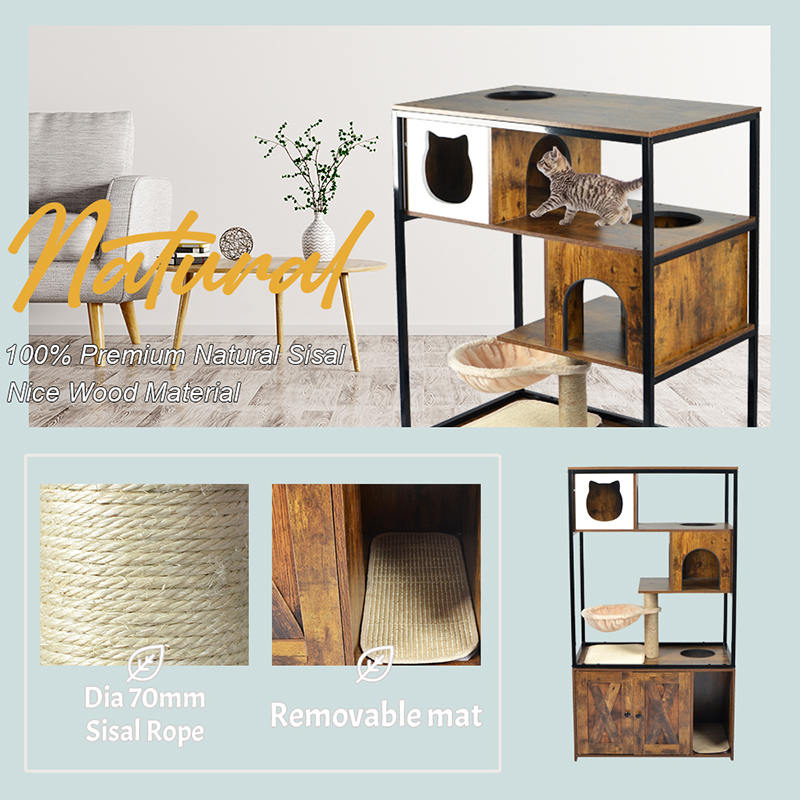 Indoor Cat Tower Condo Cat Tree met hangmat en nestkast Indoor Cat Tower Condo Cat Tree met hangmat en nestkast