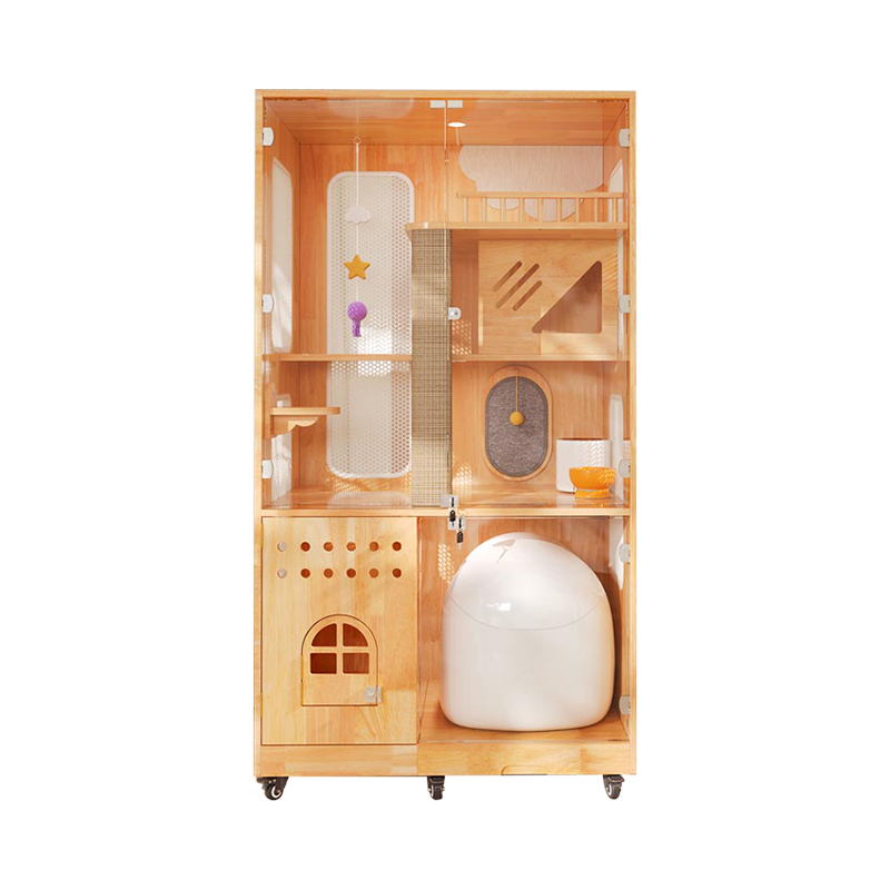 Panoramische binnenvilla kooi vaste houten kattenhuis behuizing