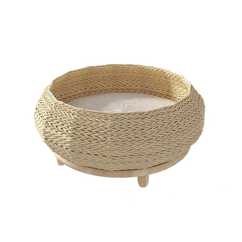 Handgemaakte natuurlijke kraftpapier Nest geweven kattenhondenbed