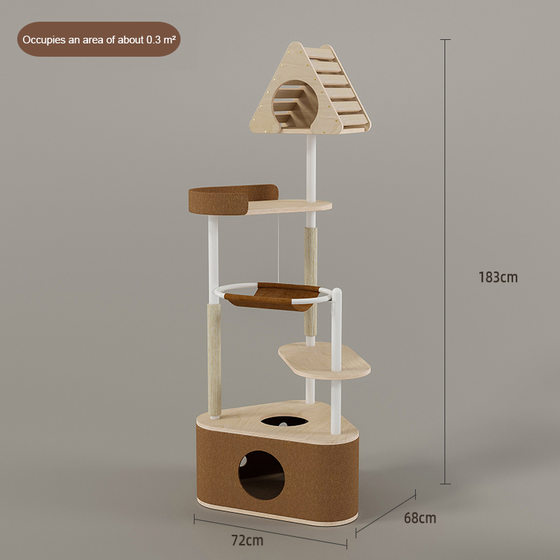 Minimalistische geometrische schattige houten toren indoor condo nestkattenboom Minimalistische geometrische schattige houten toren indoor condo nestkattenboom