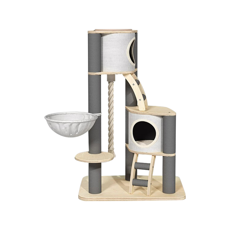 Torenbodem tot plafond binnen vaste houten klimframe kattenboom