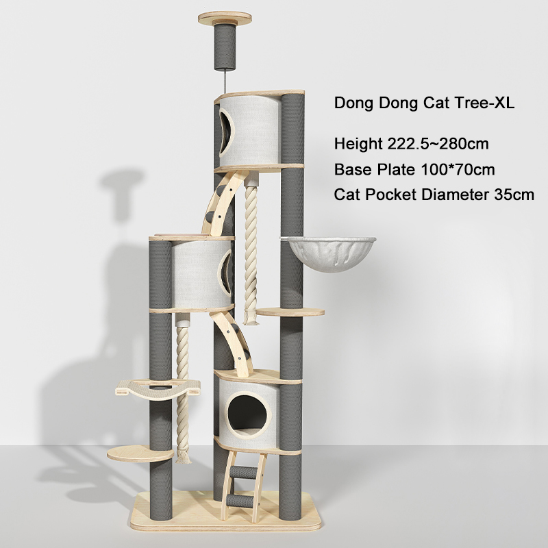 Torenbodem tot plafond binnen vaste houten klimframe kattenboom Torenbodem tot plafond binnen vaste houten klimframe kattenboom