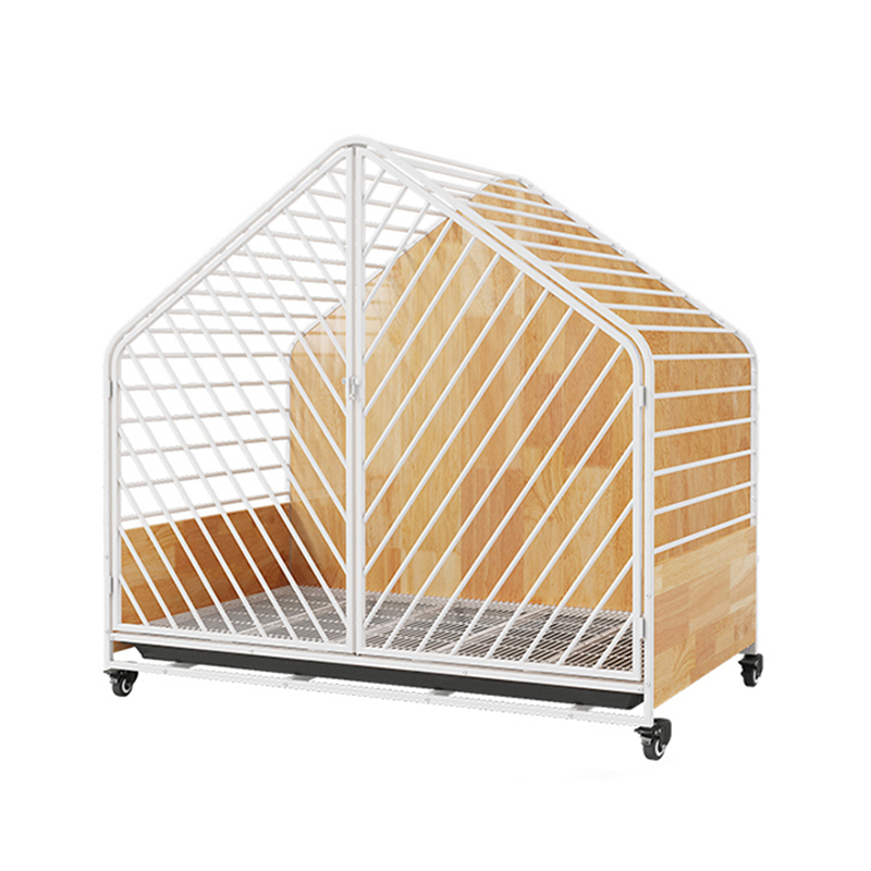 Grote houten stalen indoor hondenkooi