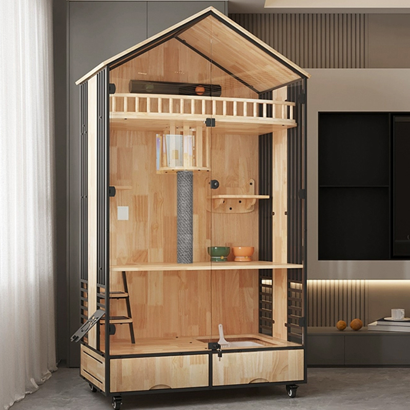 Multi-laags houten villa kooi indoor kattenboomtoren Multi-laags houten villa kooi indoor kattenboomtoren