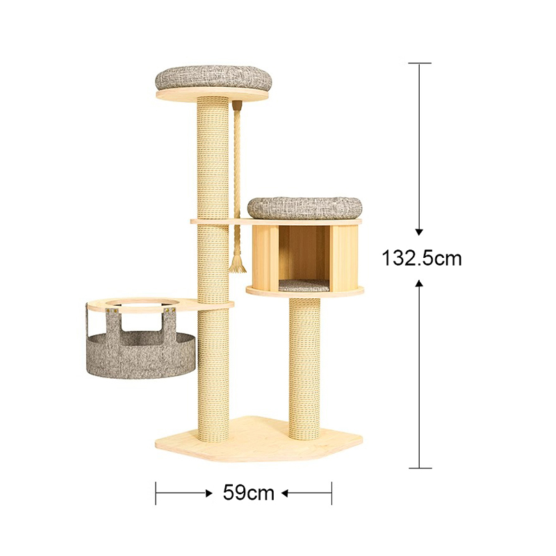 Vloer tot plafond houten condo klimframe kattenboomtoren Vloer tot plafond houten condo klimframe kattenboomtoren